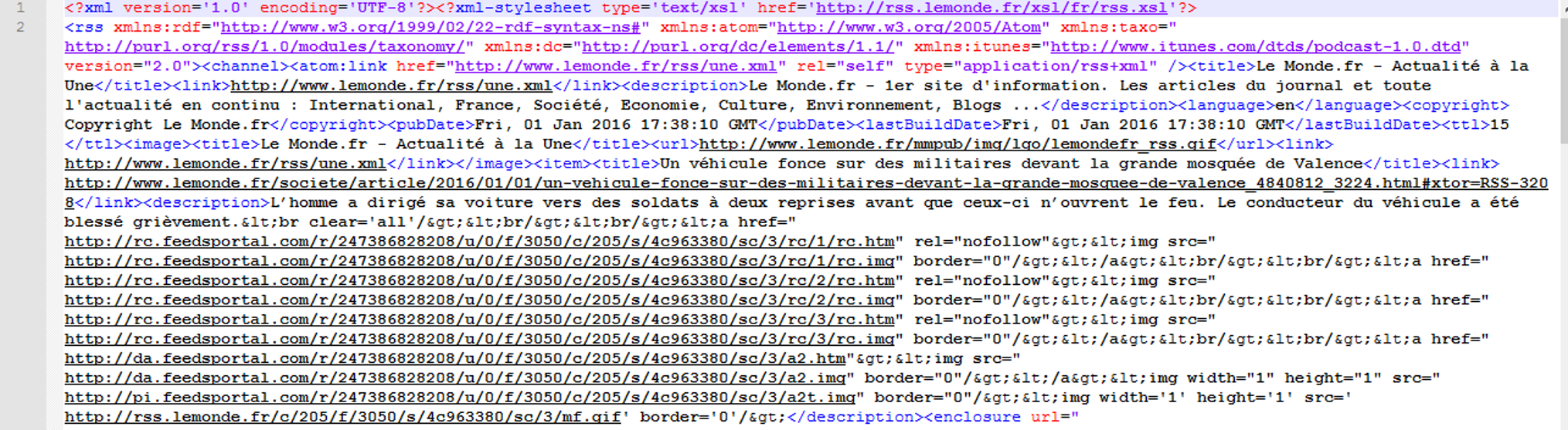 Extrait d'un fichier xml