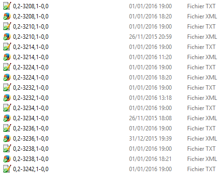liste des fichiers xml et txt