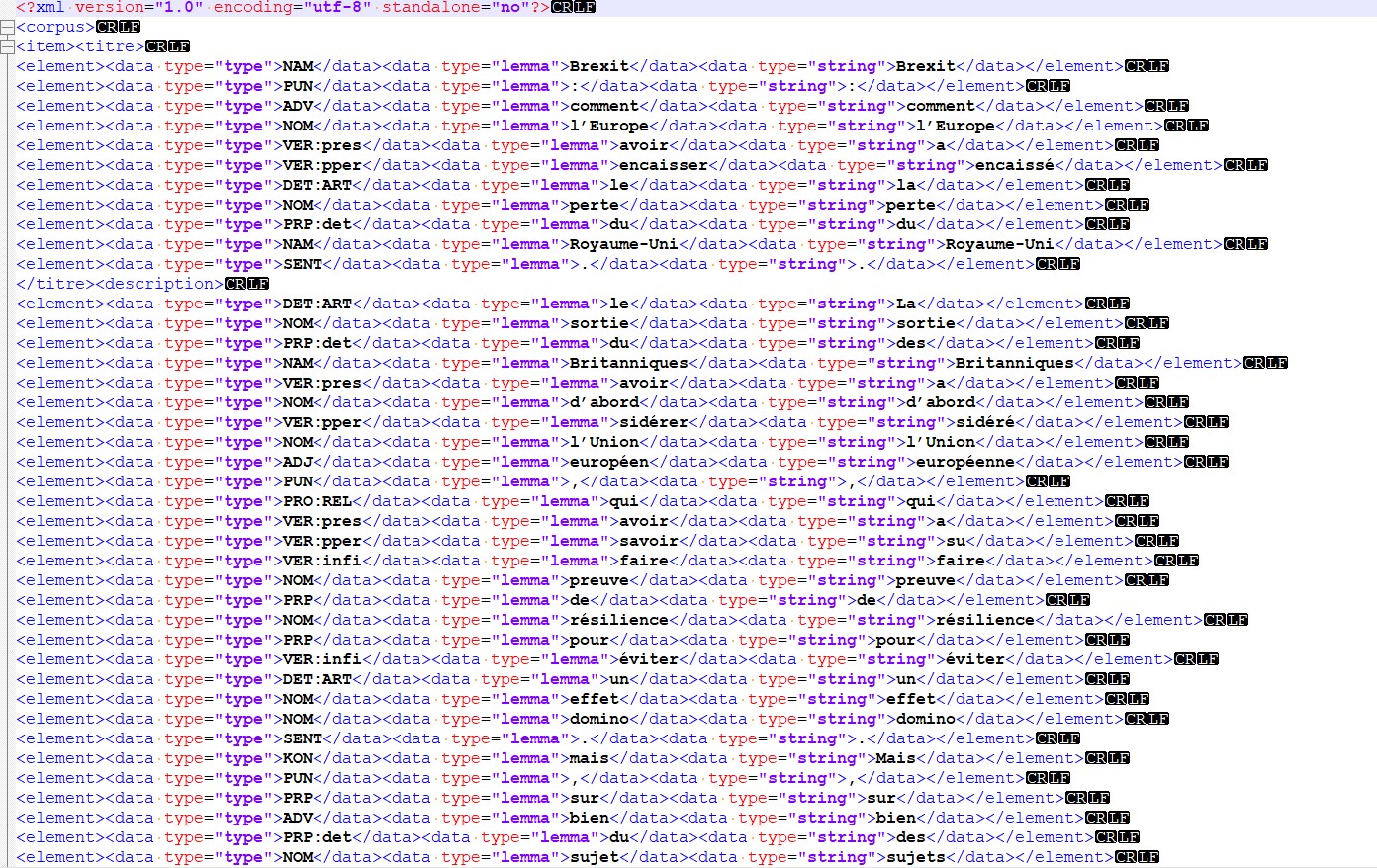 resultat BAO2 xml TreeTagger