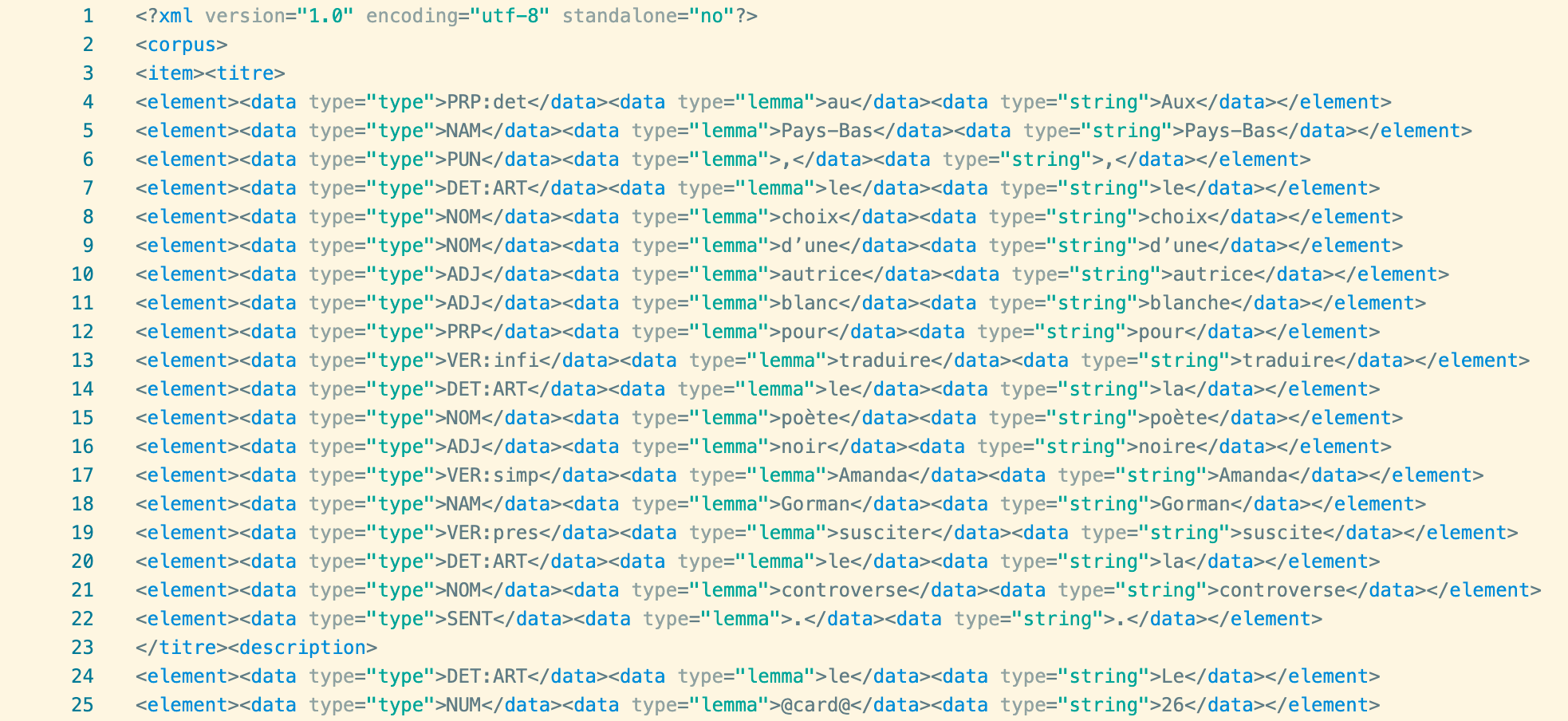 aperçu du fichier xml